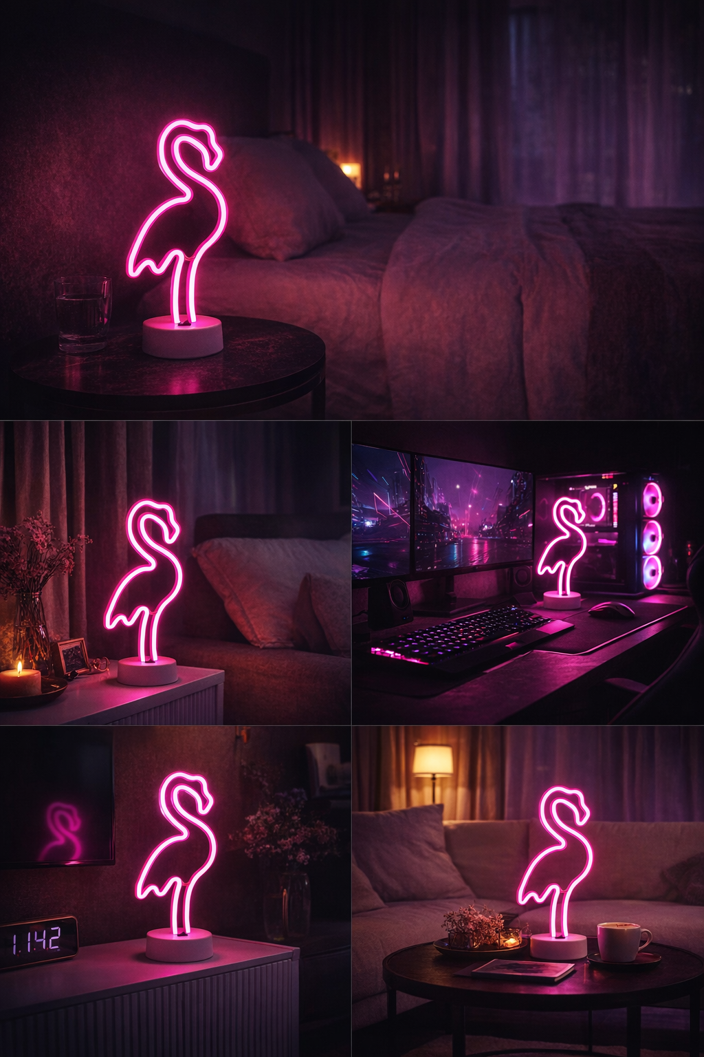 Noctua Glow™ Flamingo Neon Light – Soft Pink Ambient Glow for Aesthetic & Cozy Spaces