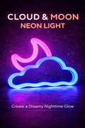 Noctua Glow™ Moon & Cloud Neon Light – Dreamy Blue & Pink Glow for Calm & Cozy Spaces
