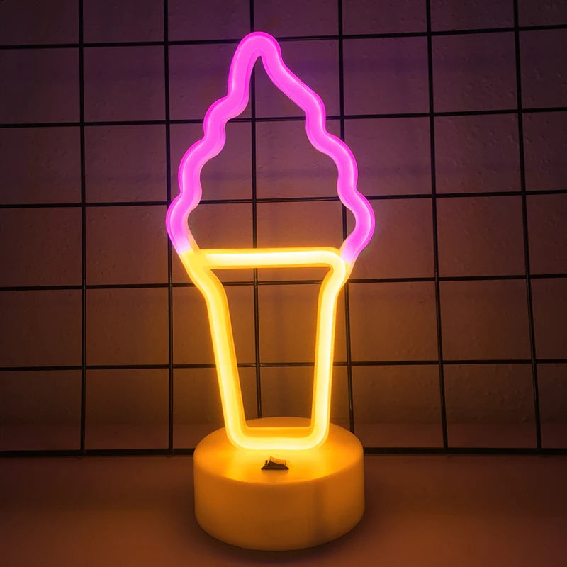 Noctua Glow™ Ice Cream Neon Light – Sweet Ambient Glow for Playful & Aesthetic Spaces